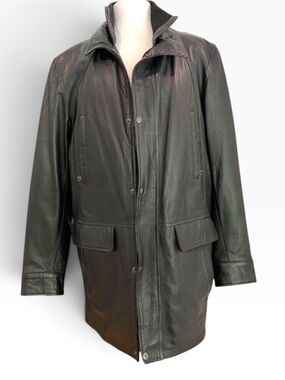 Danier Mens M Black Leather Jacket Thinsulate Insulation & Quilted Plaid medium